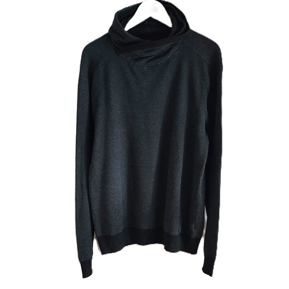 Dark gray & black waffle knit hoodie